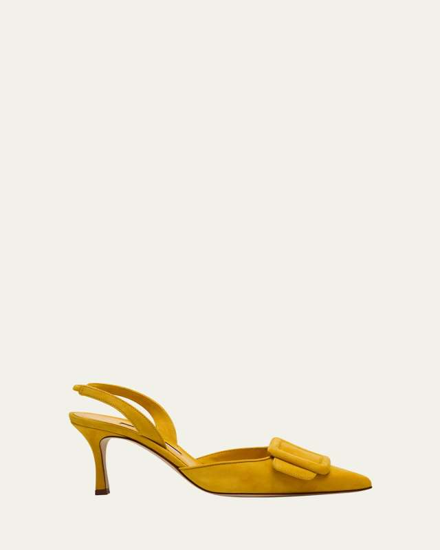 Maysli Suede Buckle Halter Pumps